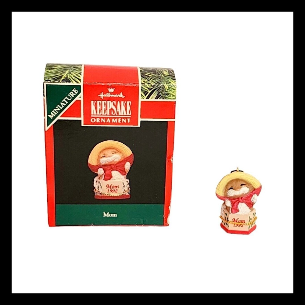 Hallmark Keepsake Ornament Miniature 1992 MOM Bunny Hat‎